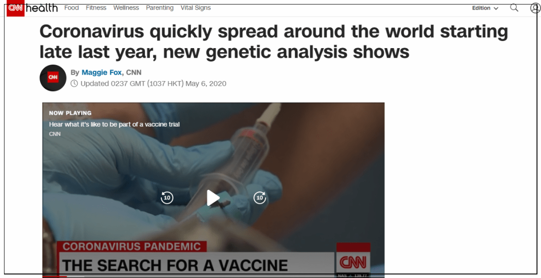 CNN：坏消息，新冠病毒去年底已开始在全球传播